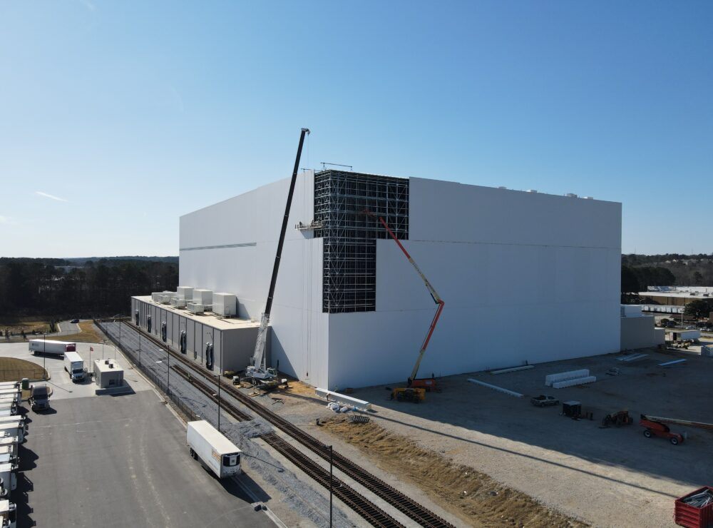 Americold Gateway Phase 2 aerial photo of under construction ASRS