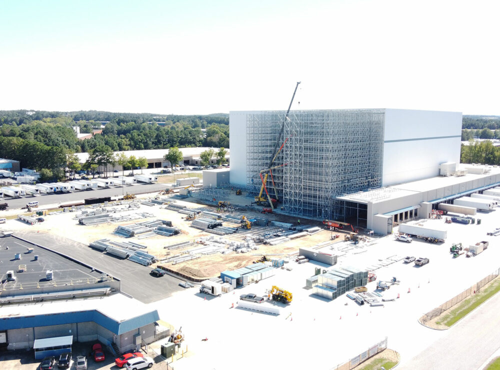 Americold Gateway Phase 2 aerial photo of under construction ASRS
