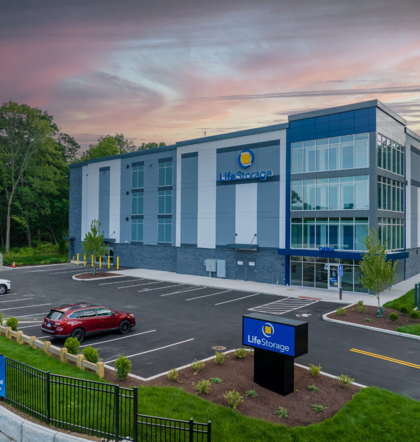 Life Storage building from side at dusk