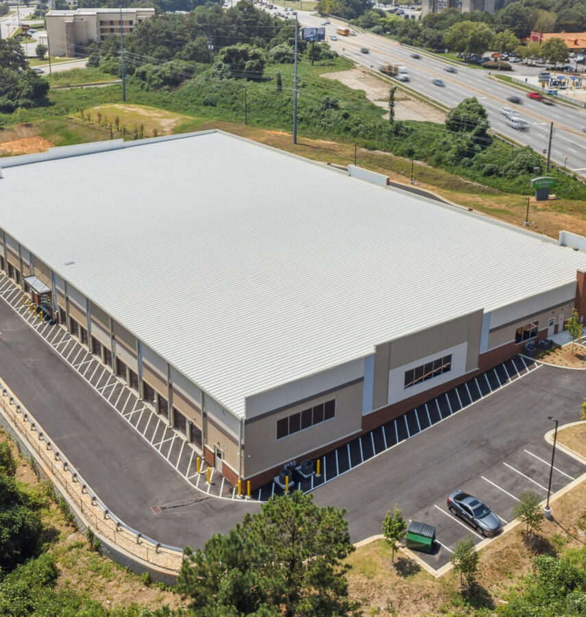 Extra Space Storage, Conyers, Georgia. Aerial photo of storage facility.